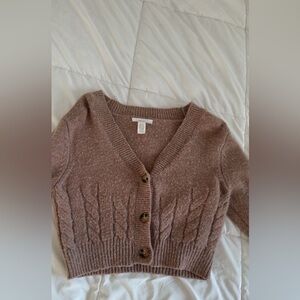Cozy Cropped Cable-Knit Cardigan Sweater - Mauve
